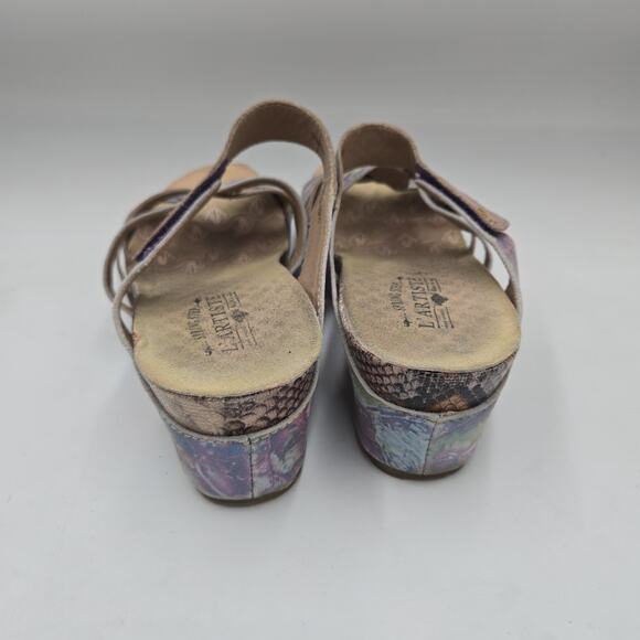 Spring Step L'Artiste Pinriyo Wedge Sandals Pastels Leather Size 42 US 11 - Picture 4 of 7